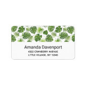 Stijlvol groen tropisch lederpatroon etiket (Voorkant)