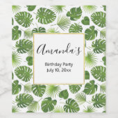 Stijlvol groen tropisch lederpatroon van afgelopen wijn etiket (Enkel label)