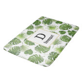 Stijlvol Groen Tropisch Patroonmonogram Badmat (Gekanteld)