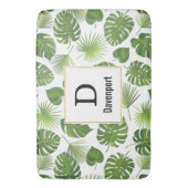 Stijlvol Groen Tropisch Patroonmonogram Badmat (Voorkant Verticaal)