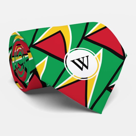 Stijlvol GUYANA FLAG Scripts Monogram Stropdas (Opgerold)