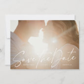 Stijlvol handgeschreven script witte horizontale f save the date (Voorkant)