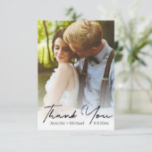 stijlvol handschrift, trouwdag foto bedankkaart (Staand voorkant)