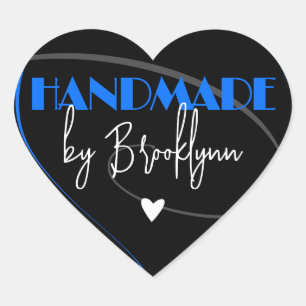 Stijlvol Helder Blauw Handgemaakt met Liefdeshart Hart Sticker