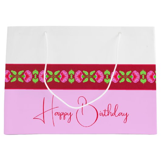 Stijlvol, helder roze en geplateerd groot cadeauzakje (Voorkant)