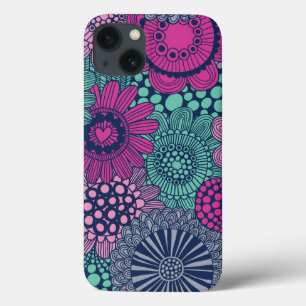 Stijlvol heldere patroon van prachtige bloemen iPhone 13 hoesje