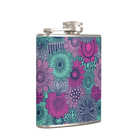 Stijlvol heldere patroon van prachtige bloemen heupfles (Rechts)