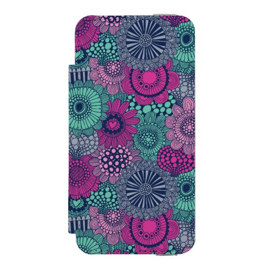 Stijlvol heldere patroon van prachtige bloemen incipio iPhone portemonnee hoesje (Voorkant Agenda)