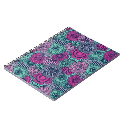 Stijlvol heldere patroon van prachtige bloemen notitieboek (Linkerzijde)