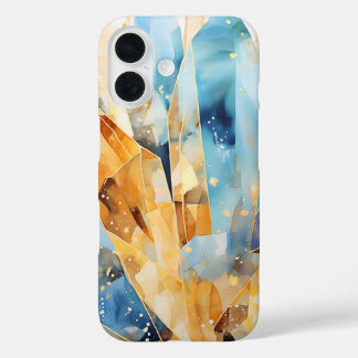 Stijlvol hoesje met abstracte kristallen in blauwe