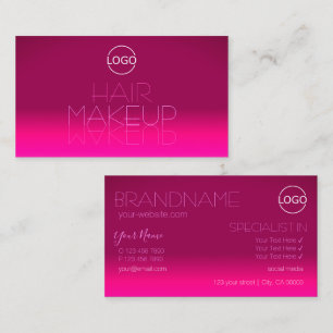 Stijlvol Hot Pink Gradient Mirror Font met Logo Visitekaartje