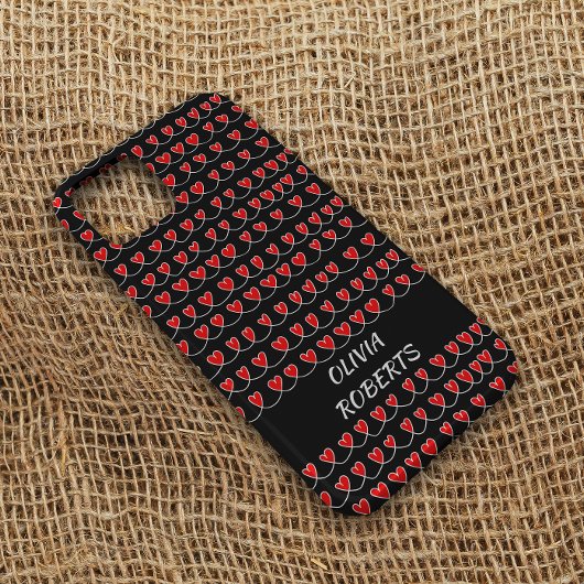 Stijlvol houdt van rode harten patroon gepersonali Case-Mate iPhone case