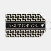 Stijlvol Houndstooth Zwart Wit Elegant Cadeaulabel (Voorkant (Horizontaal))