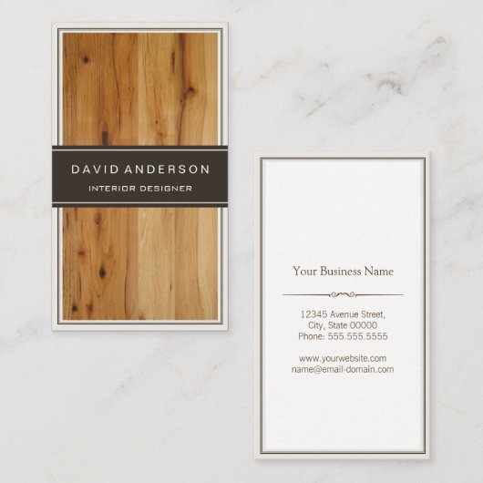 Stijlvol houten korrel in modern intern ontwerp visitekaartje (Voorkant / Achterkant)