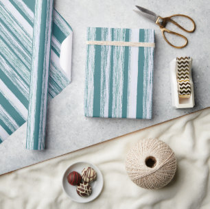 Stijlvol jade groen strand hut streep patroon cadeaupapier