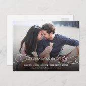 Stijlvol kalligrafiescript sparen Onze Datum Foto Aankondigingskaart (Voorkant / Achterkant)