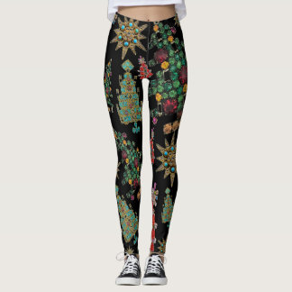 Stijlvol kerstboomgaard Jewel Pattern Black Leggings