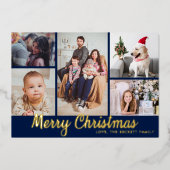 Stijlvol kerstfeest 5 Foto Echte Collage Folie Feestdagenkaart (Voorkant)