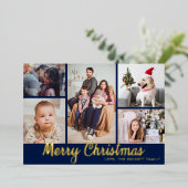 Stijlvol kerstfeest 5 Foto Echte Collage Folie Feestdagenkaart (Staand Voorkant)