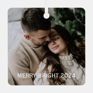 Stijlvol kerstfeest Minimaal fun Couple Photo Me Metalen Ornament