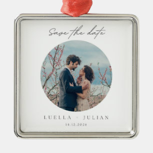 Stijlvol kerstfeest Minimaal fun Couple Photo Me Metalen Ornament