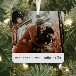 Stijlvol kerstfeest   Modern Trendy Couple Photo M Metalen Ornament