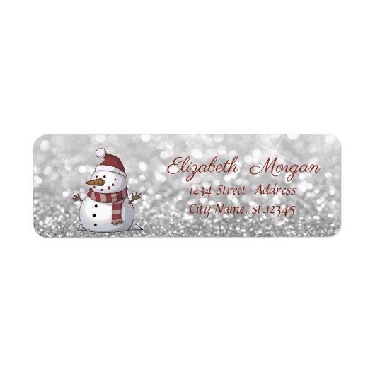 Stijlvol kerstfeest, Snowman, Glittery Etiket (Voorkant)