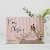 Stijlvol kerstscript overlay Weduwfoto Feestdagenkaart (Staand voorkant)