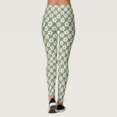 Stijlvol Khaki White Flowers Floral Pattern Leggings (Achterkant)
