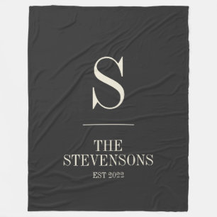 Stijlvol Klassiek Familie Monogram Oprichtingsdatu Fleece Deken