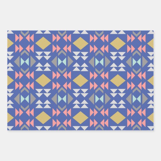 Stijlvol klassiek geometrisch patroon in blauw inpakpapier vel (Voorkant 2)