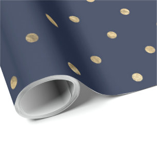 Stijlvol klassiek navyblauw met gouden polka stipp cadeaupapier