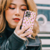 Stijlvol kleurig bloempatroon op roze achtergrond Case-Mate iPhone case