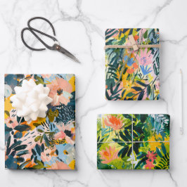 Stijlvol kleurrijk Abstract botanisch kunstpatroon Inpakpapier Vel