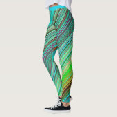 Stijlvol Kleurrijk Blauw Blauwgroen Streeppatroon Leggings (Links)