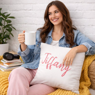 Stijlvol koraal en wit kussen