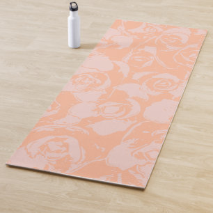 Stijlvol Koraalroze Floral Illustration Pattern Yogamat