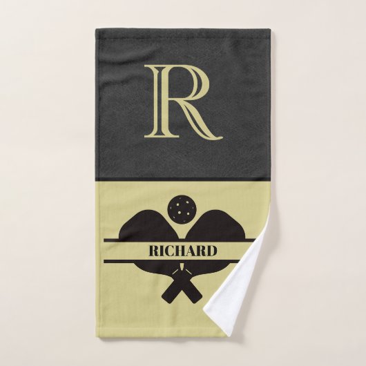 Stijlvol kunstleder monogram naam Pickleball Game Handdoek (Handdoek)