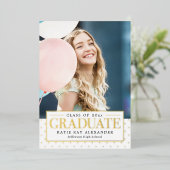 Stijlvol Label Folie Afstuderen Aankondiging uitno (Staand Voorkant)