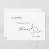 Stijlvol Leaf Black Script Flowergirl Verzoek Briefkaart (Voorkant / Achterkant)