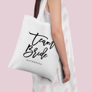 Stijlvol Letterpenseel Typografie "Team Bride" Tote Bag