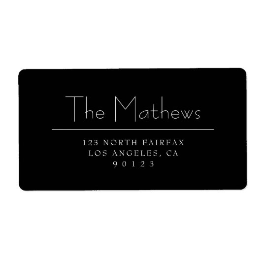 Stijlvol letterteken | Zwart-wit retouradres Etiket (Voorkant)