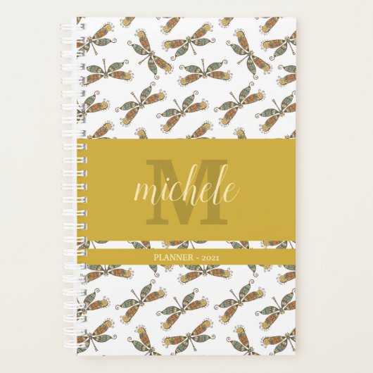 Stijlvol libel patroon monogram planner (Voorkant)