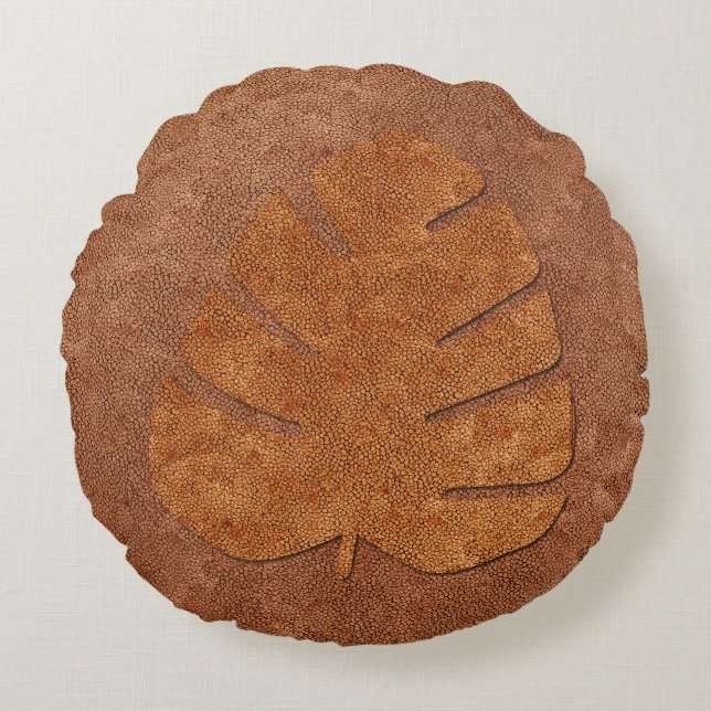  stijlvol, lichtgetextureerd leder rond kussen (Voorkant)