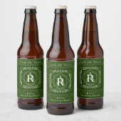 Stijlvol Lijst Groen Monogram Bier Etiket (Flessen)
