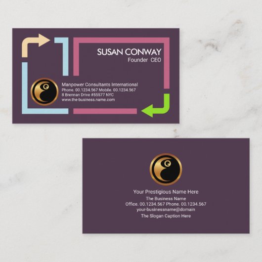 Stijlvol Lijst Pijlrand Manpower Business Visitekaartje (Voorkant / Achterkant)