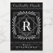 Stijlvol Lijst zwart monogram Wijn Etiket (Enkel label)