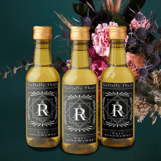 Stijlvol Lijst zwart monogram Wijn Etiket