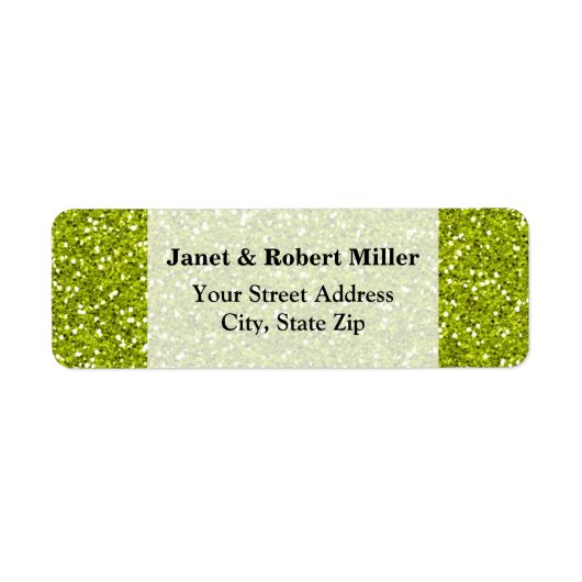 Stijlvol Lime Green Glitter Etiket (Voorkant)