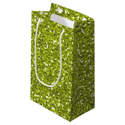 Stijlvol Lime Green Glitter Klein Cadeauzakje (Voorkant Gekanteld)